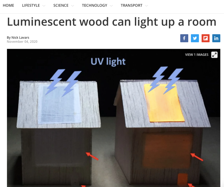 前沿 | “木头”也能发光，木质膜材或用于家庭照明及显示